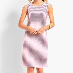 Talbots Size 10 Shift Dress Pink & White Stripe Sleeveless Ottoman